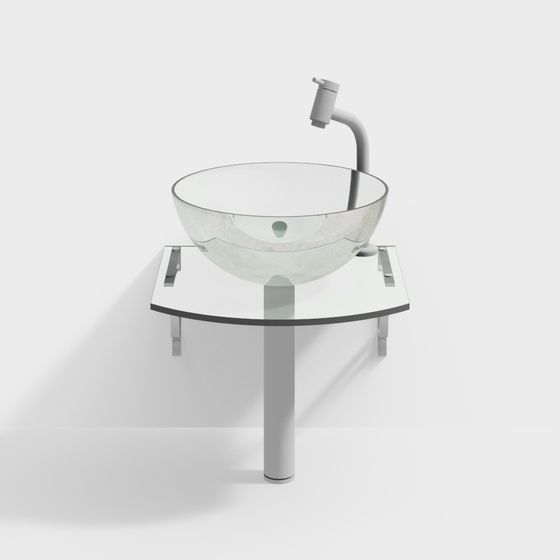 Modern Glass Sink Countertop 3D model