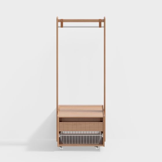 Cherry Wood Hanger Rack with Casters