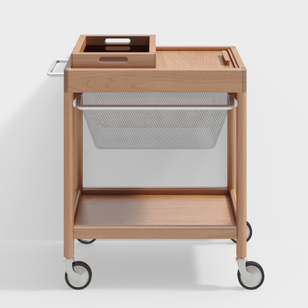 Kirschholz Mobiler Aufbewahrungswagen