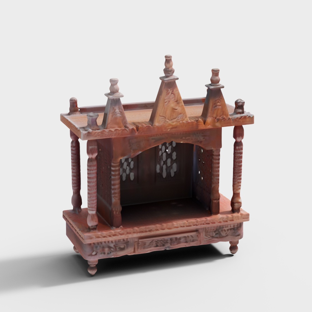 Nikhil Solid Wood Free Standing Prayer Unit in Melam