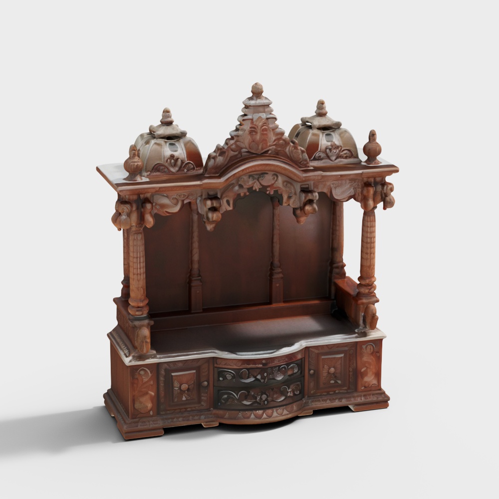 Large Handcrafted Wooden Temple