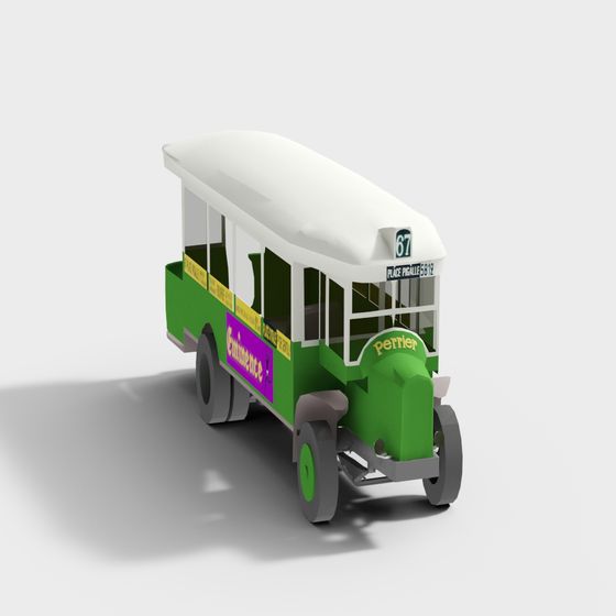 Charming Vintage Parisian Bus 3D model