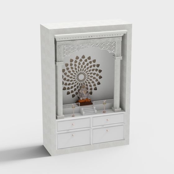 Elegant Low-Polygon Decorative Cabinet 3D model