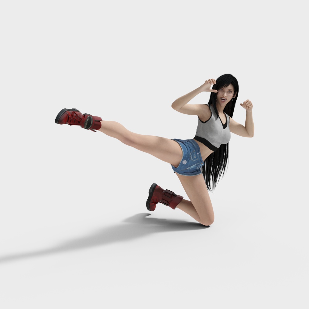 Dynamic Battle Girl 3D Model