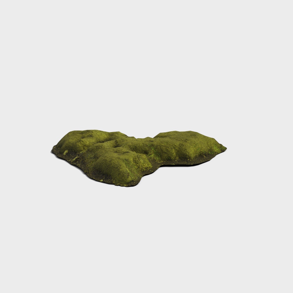 Realistic Mossy Rock 3D model with Low Poly Style
