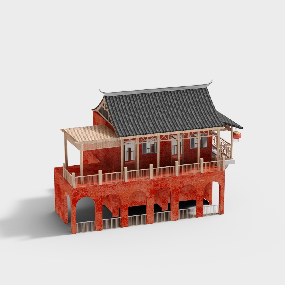 Ancient Charm Red Mansion 3D model