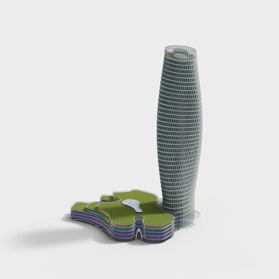 Futuristic City Light Skyscraper 3D model