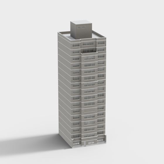 Low-Poly Modern Urban Building 3D Model