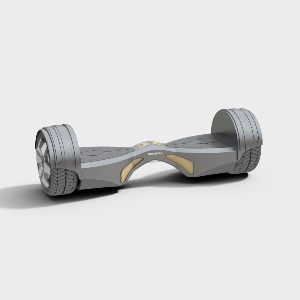 Futuristic Hoverboard 3D Model – Detailed Gray Design