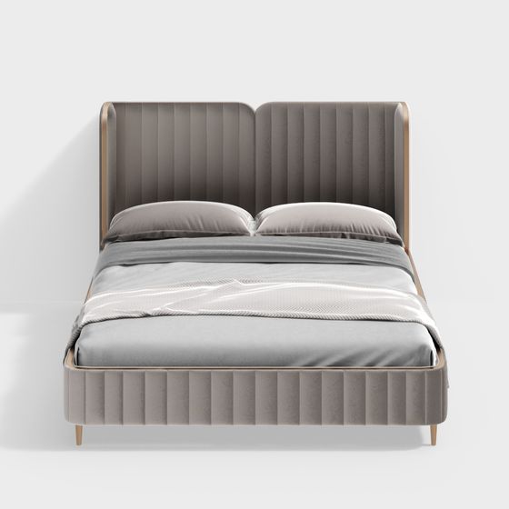 Chic Velvet Bed 3D model for Modern Interiors