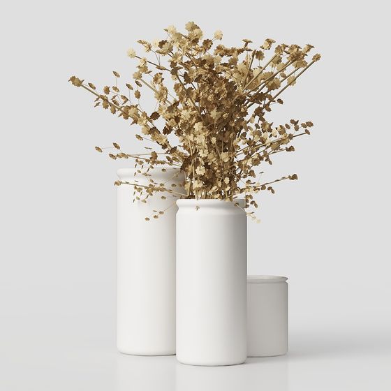 Dried Flowers and Vase 3D Model