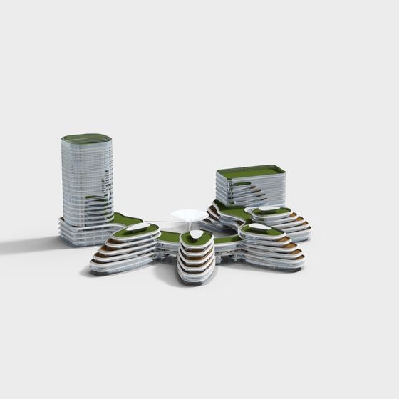 Futuristic Low-Poly Urban Landscape 3D model