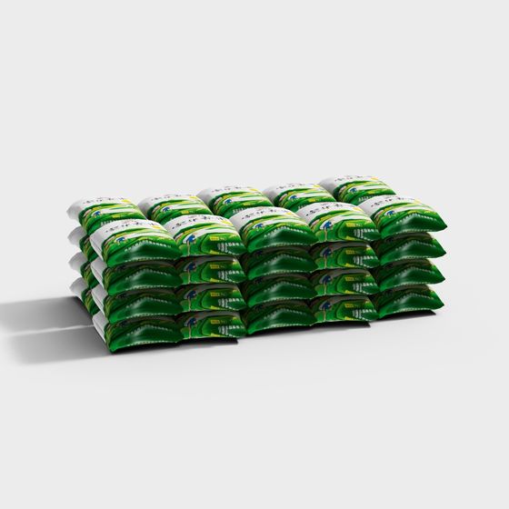 Colorful Lawn Fertilizer Bag Stack 3D model for Creative Projects