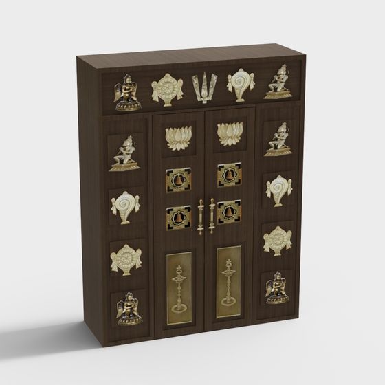 Authentic Indian Temple Cabinet Door 3D model