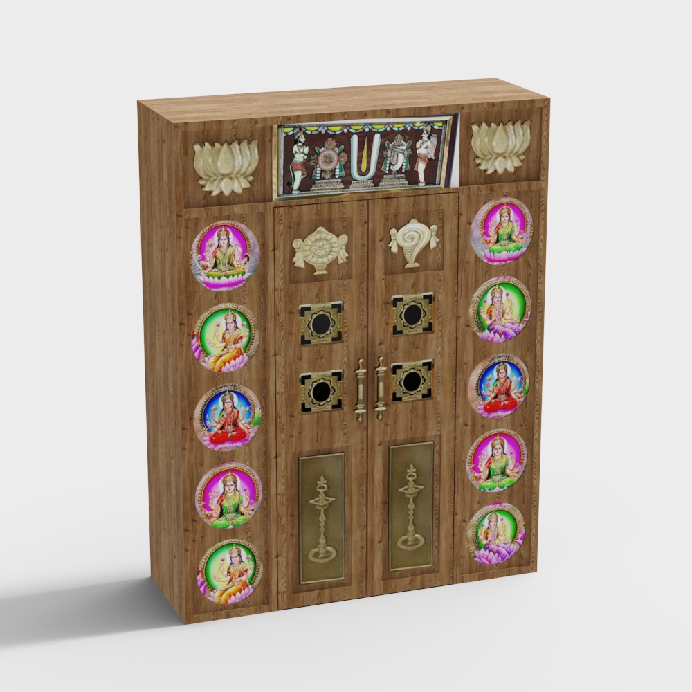 Pooja Unit with Antique Doors 2