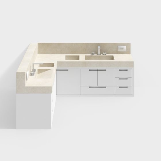L-Shaped Bathroom Vanity 3D model for Modern Spaces