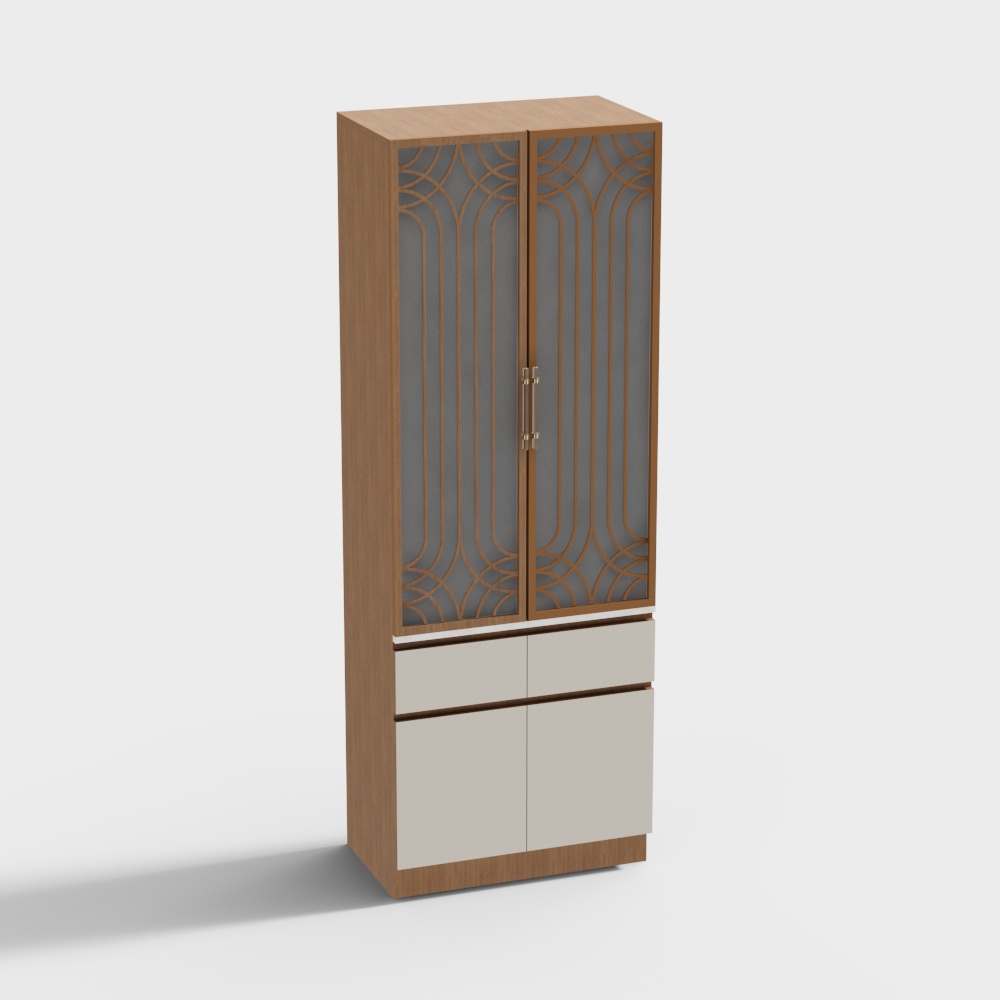 Pooja Unit with Glass Door and Pattern