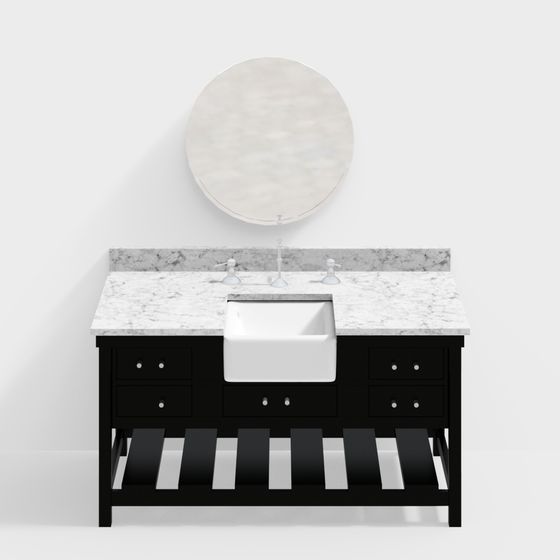 Elegant Black Bathroom Vanity 3D Model