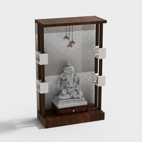 Exquisite Indian Temple Screen 3D model for Interior Design