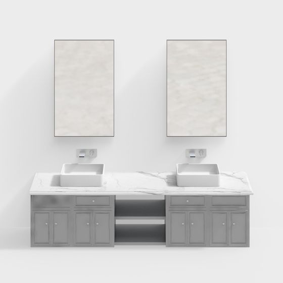 Minimalist Double Sink 3D Model for Modern Interiors