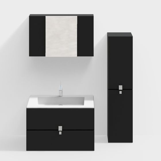 Sleek Minimalist Bathroom Furniture 3D model