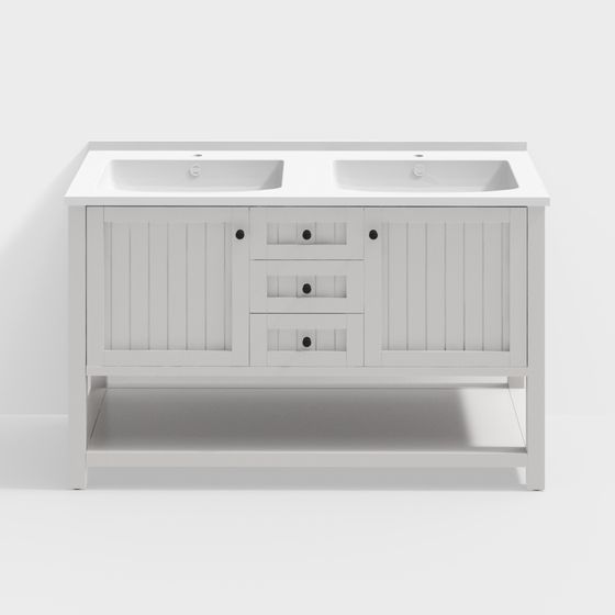 Stylish Double Sink Bathroom Vanity 3D model for Modern Spaces