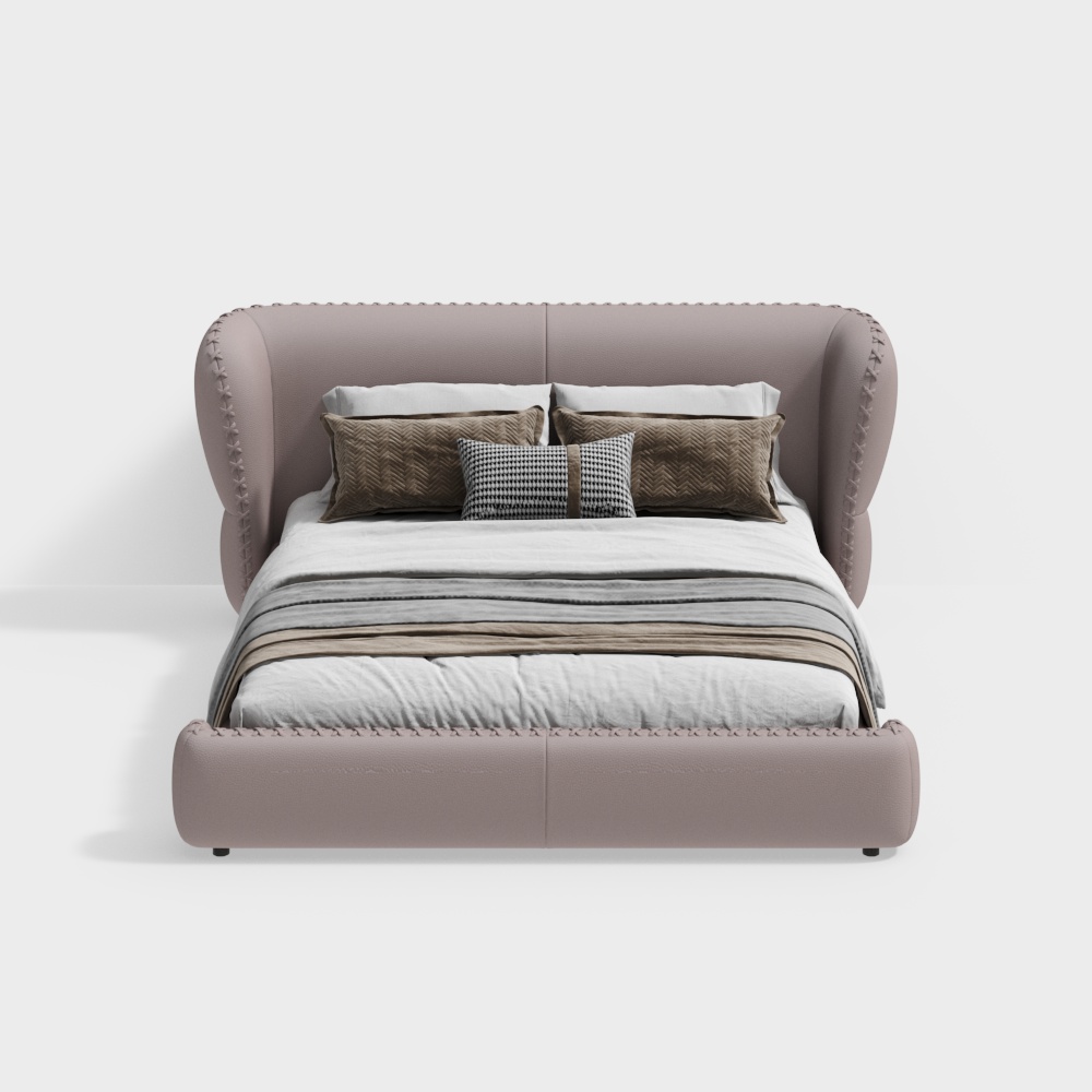 Modern Style 1.8m Bed Leather Coffee Series BSAC3212