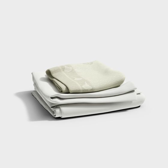 Elegant Layered Bed Sheets Low-Poly 3D model