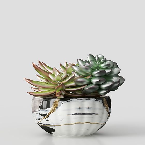 Colorful Glass Planter Succulent 3D Model