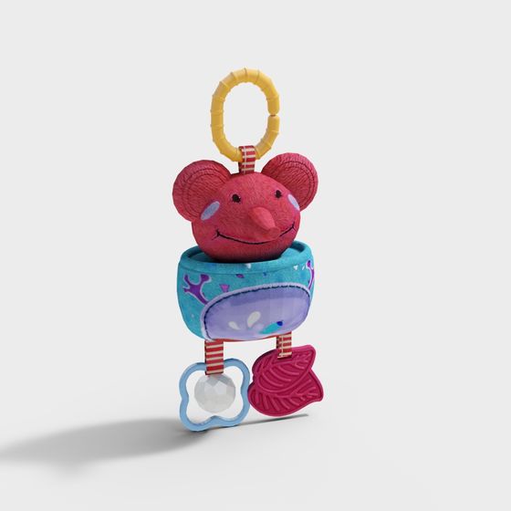 Colorful Low-Poly Elephant Rattle Toy 3D model