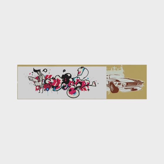 Urban Graffiti and Vintage Car 3D model