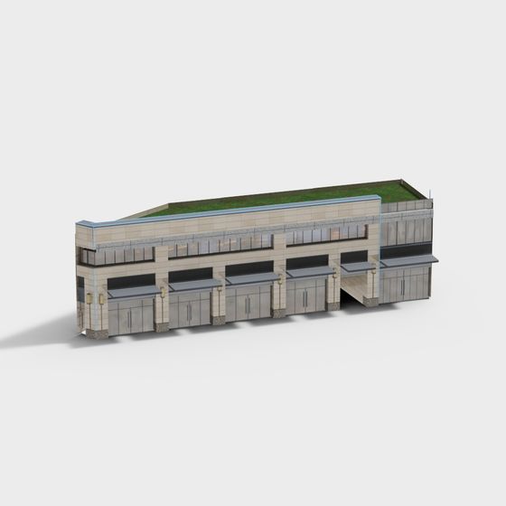 Stylish Low-Polygon Building 3D model