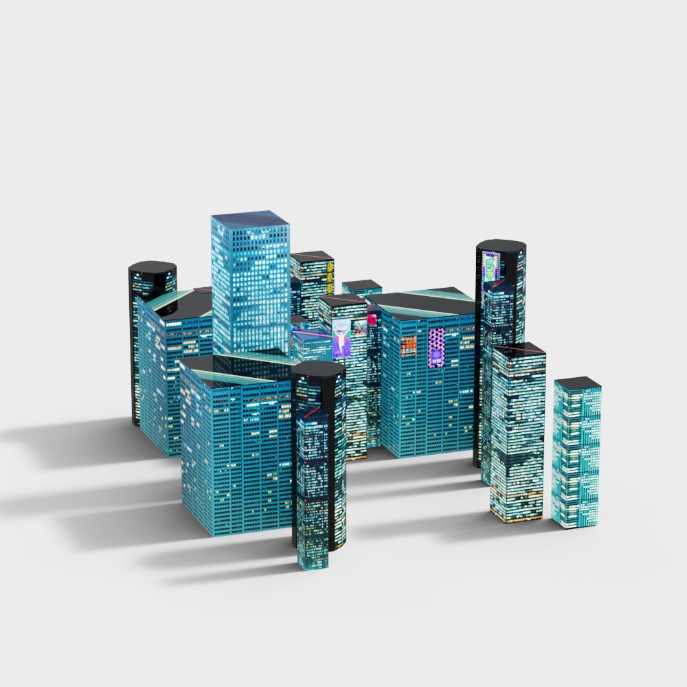 Cyber City Skyscrapers 3D model
