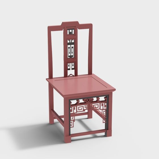 Oriental-Inspired Polygonal Chair 3D model