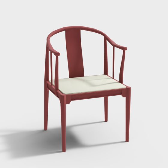 Elegant Red Wood Chair 3D model