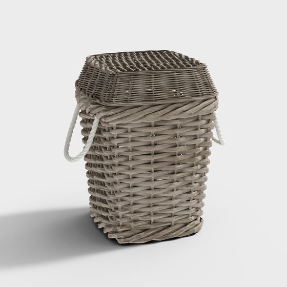 Elegant Low-Poly Woven Basket 3D Model