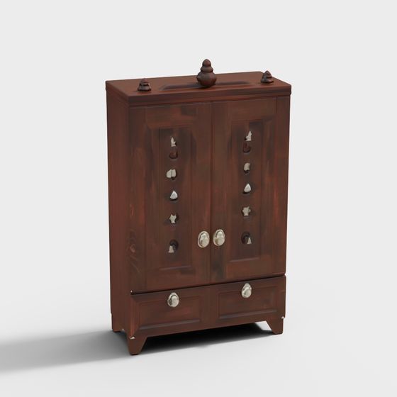 Retro Wooden Wardrobe 3D model