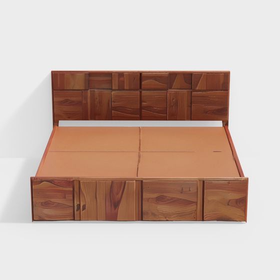 Low-Poly Wooden Bed 3D Model