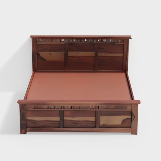 Elegant Low-Polygon Bed 3D model