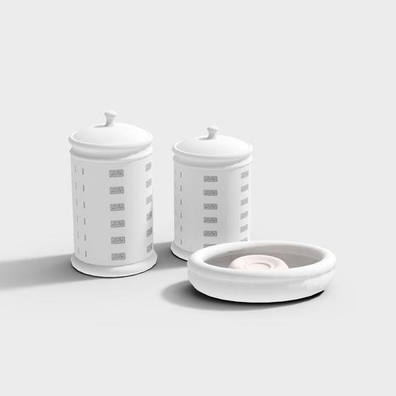 Elegant Ceramic Storage Jar Set 3D model