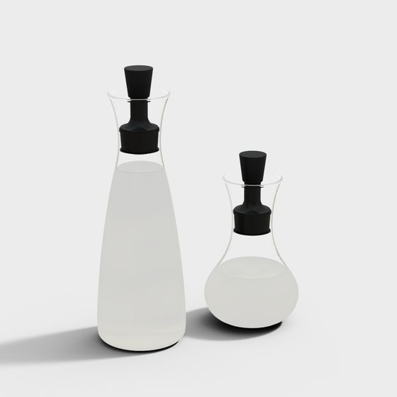 Elegant Wine Bottle Set 3D model for Designers