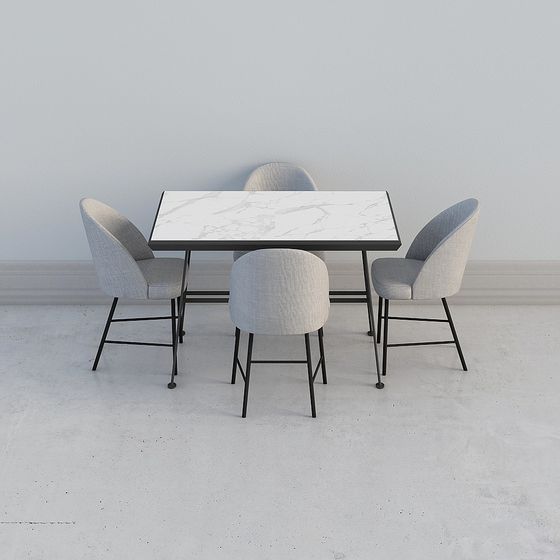 Stylish Urban Dining Table and Chairs 3D model