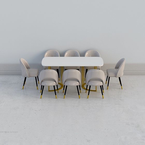 Urban Living Room Dining Table and Chairs Set 3D model