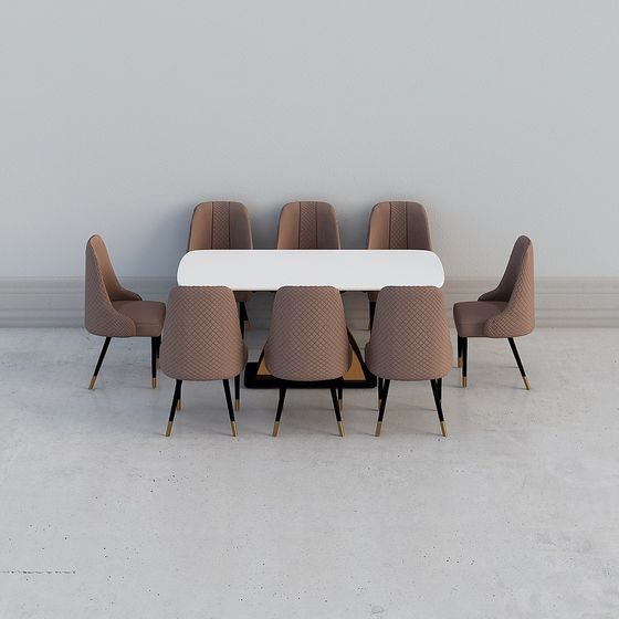 Urban Living Room Dining Table and Chairs Set 3D model