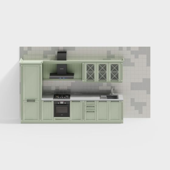 Stylish Retro-Modern Kitchen 3D model