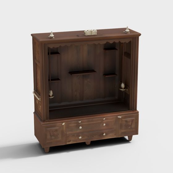 Nostalgic TV Cabinet 3D Model for Retro Interiors