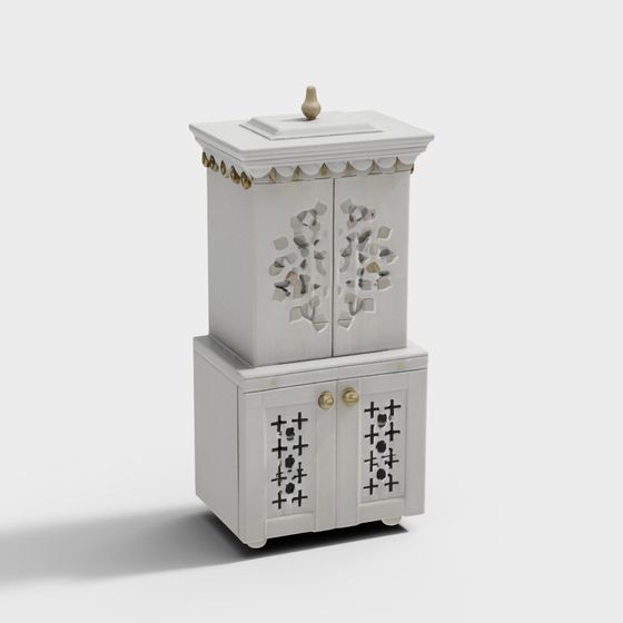 Elegant Low-Poly Storage Cabinet 3D model