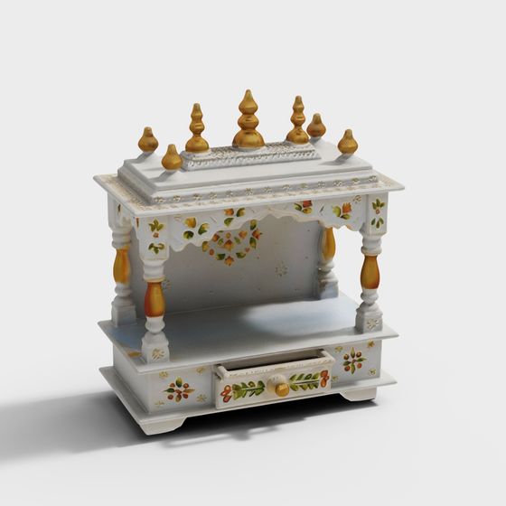 Vintage Display Cabinet Low Poly 3D model