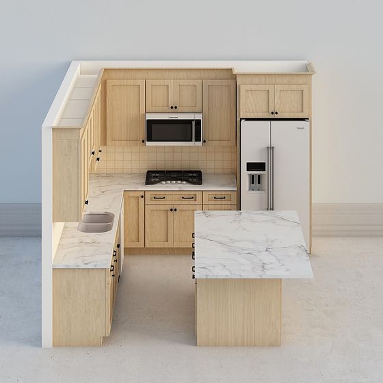 Modern Minimalist Kitchen Design 3D model