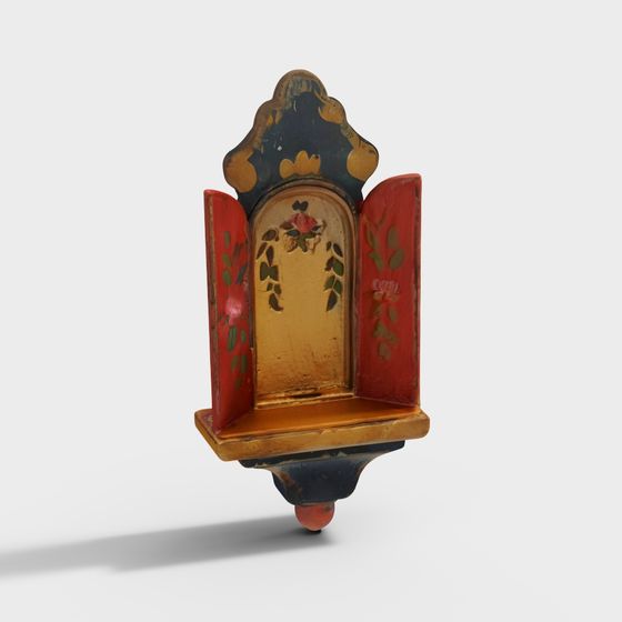 Charming Vintage Wall-Mounted Decorative Shelf 3D model